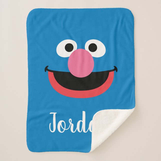 Grover Face Art | Add Your Name Sherpa Blanket (Front)