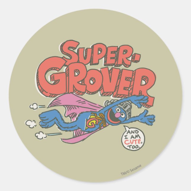 Grover Vintage Kids 1 Classic Round Sticker (Front)