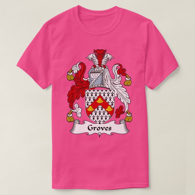 Groves Coat of Arms Family Crest  T-Shirt (Design Front)