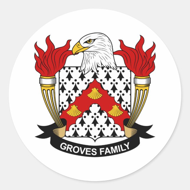 Groves Family Crest Classic Round Sticker (Front)
