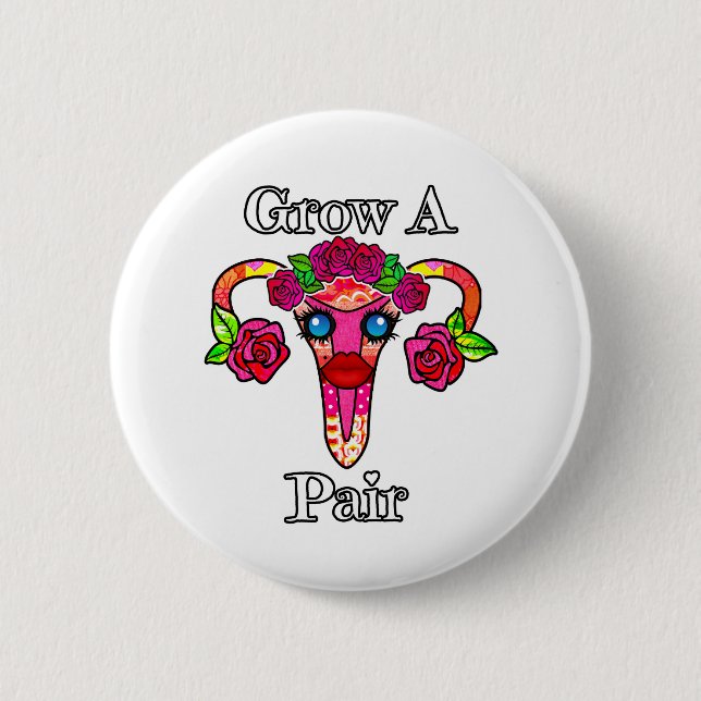 Grow a Pair Cuterus Kawaii Uterus 6 Cm Round Badge (Front)