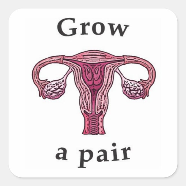 Grow a pair (of ovaries) square sticker (Front)