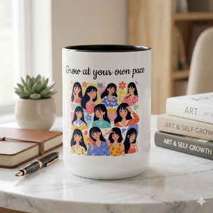 Grow At Your Own Pace Floral Women Portrait Sweats Mug