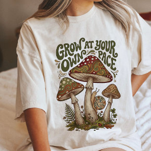 Grow At Your Own Pace Mushroom Snail Art Tri-Blend Shirt