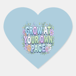 Grow at Your Own Pace Self Care & Personal Growt Heart Sticker