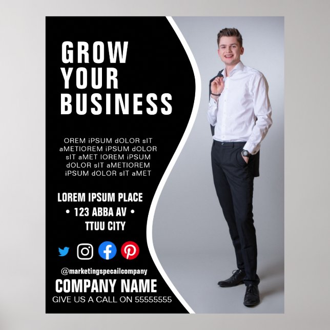 grow BUSINESS custom logo flyer Poster (Front)