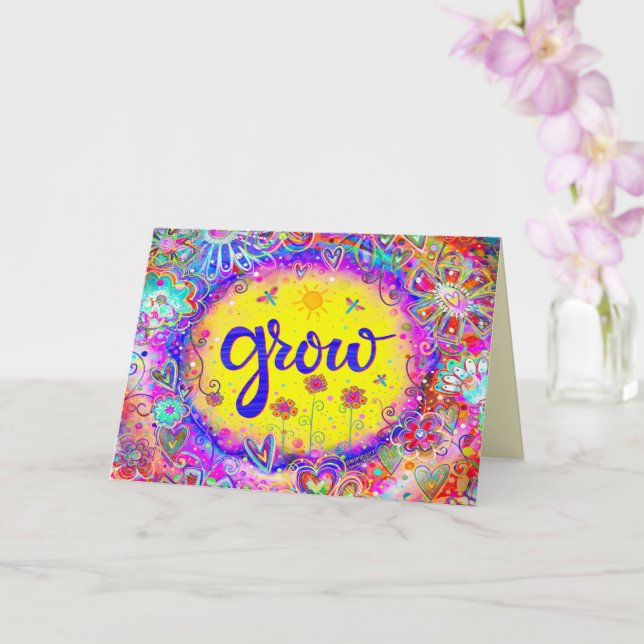 Grow Colour Whimsical Pretty Floral Yellow Card (Orchid)