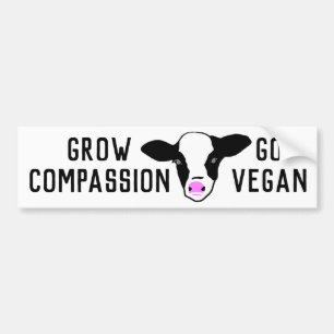 Grow Compassion - Go Vegan - Baby Cow Bumper Sticker