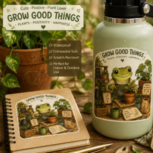 Grow Good Things Cute Gardening Frog Sticker – Pla