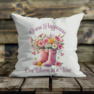 Grow Happiness One Bloom at a Time Cushion