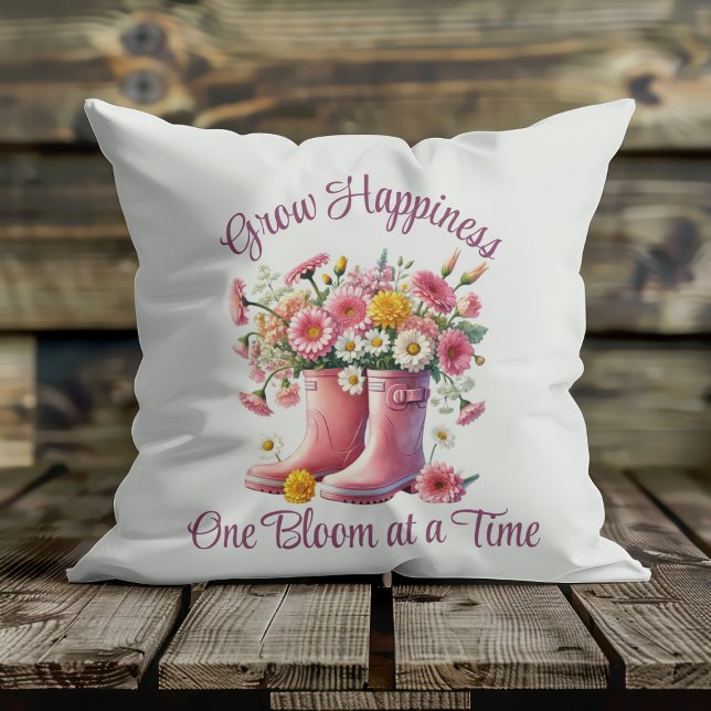 Grow Happiness One Bloom at a Time Cushion (Creator Uploaded)