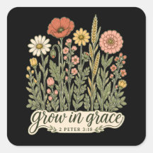 Grow in Grace Christian Floral Bible Verse Design
