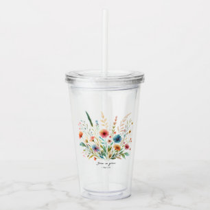 Grow in Grace floral Acrylic Tumbler