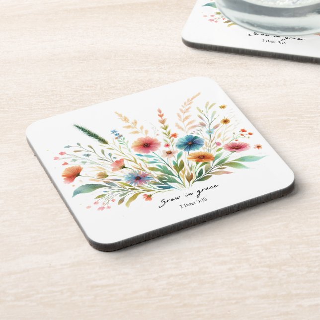 Grow in Grace floral Coaster (Left Side)