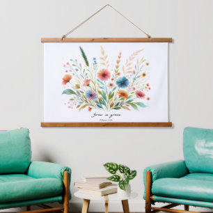 Grow in Grace floral Hanging Tapestry