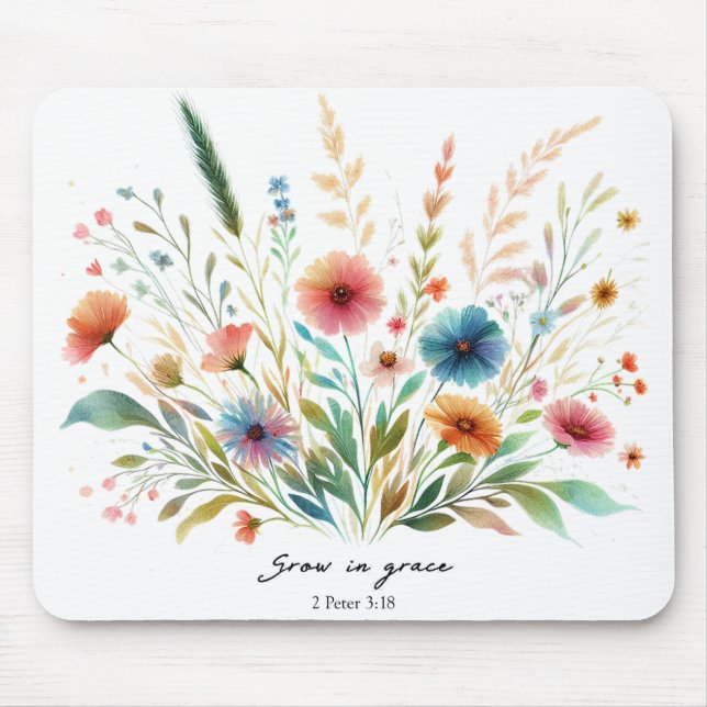 Grow in Grace floral Mouse Mat (Front)