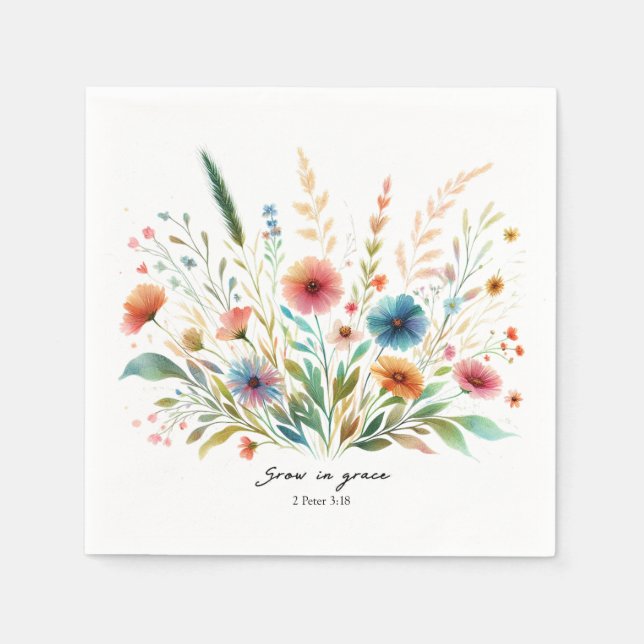 Grow in Grace floral Napkin (Front)