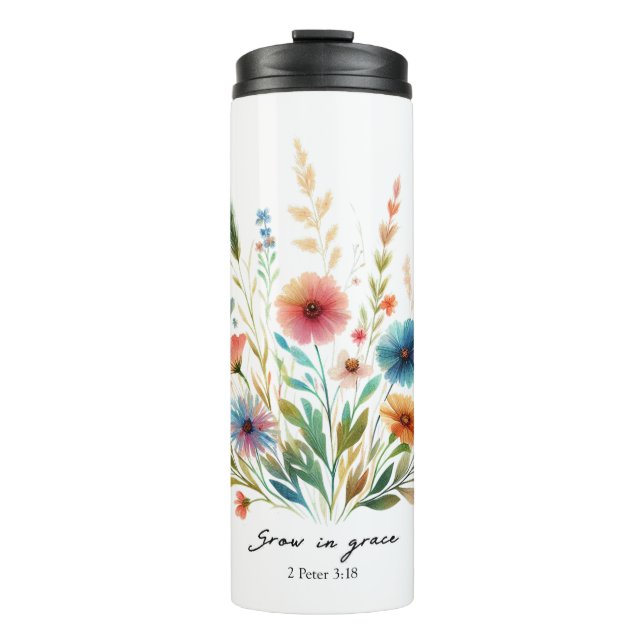 Grow in Grace floral Thermal Tumbler (Front)