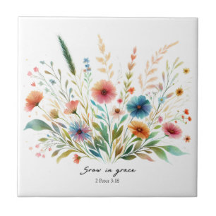 Grow in Grace floral Tile