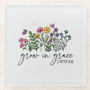 Grow in Grace Glass Coaster