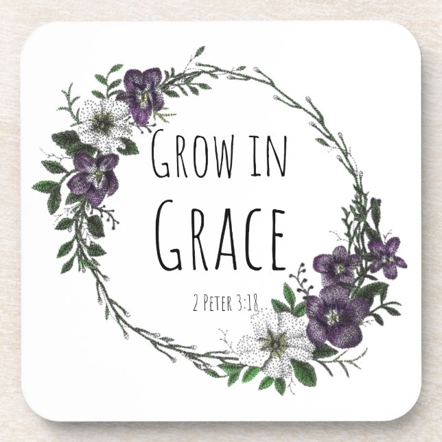 Grow in Grace Plastic Coaster (Front)