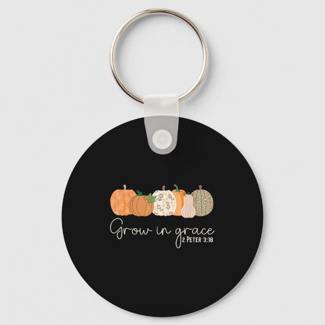 Grow In Grace Pumpkins Fall Thanksgiving Christian Key Ring (Front)