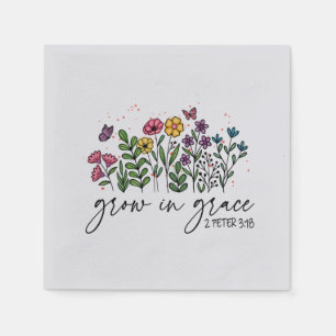 Grow in Grace – Vibrant Floral Inspirational Napkin
