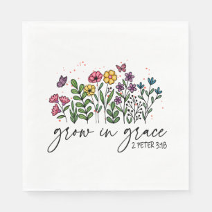 Grow in Grace – Vibrant Floral Inspirational Napkin