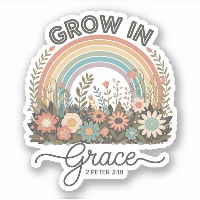 Grow in Grace Vintage Retro Rainbow Christian (Front)