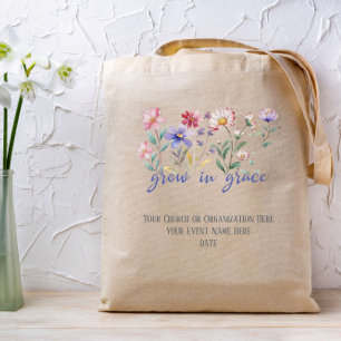 Grow In Grace Wildflowers Bible Custom Tote Bag