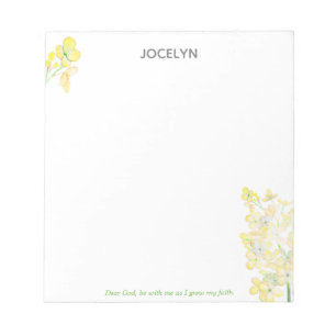 Grow My Faith Yellow Hyacinth Personalised Notepad