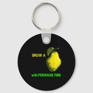 Grow Pear Organic Sustainable Permaculture Retro D Key Ring