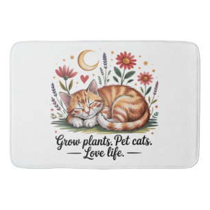 Grow Plants Pet Cats Love Life Cute Gardening Bath Mat