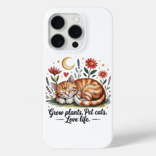 Grow Plants Pet Cats Love Life Cute Gardening iPhone 15 Pro Case