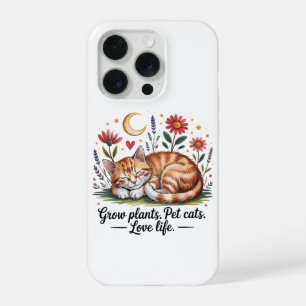 Grow Plants Pet Cats Love Life Cute Gardening iPhone 15 Pro Case