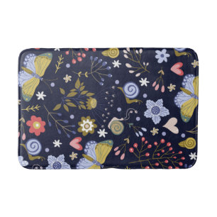 Grow Positive Flowers And Butterfly Colourful Bath Mat