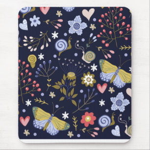 Grow Positive Flowers And Butterfly Colourful Mouse Mat