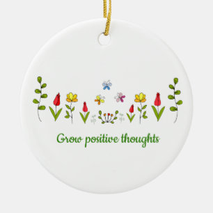 Grow positive thoughts flowers ceramic tree decoration