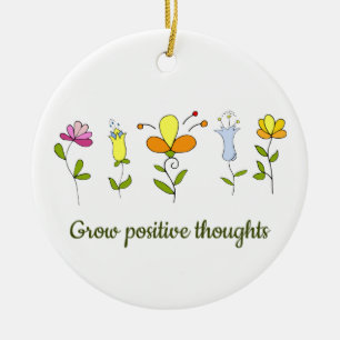 Grow positive thoughts flowers ceramic tree decoration