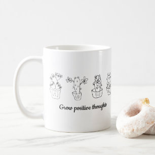 Grow positive thoughts flowers Minimalist Cute Coffee Mug