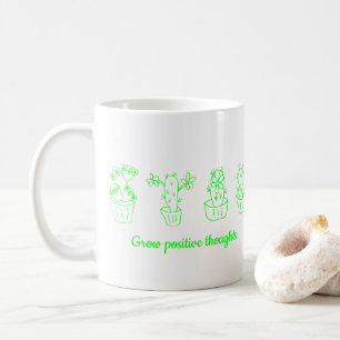 Grow positive thoughts flowers Minimalist Cute Coffee Mug