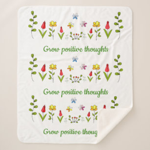 Grow positive thoughts flowers    sherpa blanket