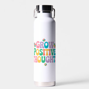 Grow Positive Thoughts – Inspirational Floral (7) Water Bottle