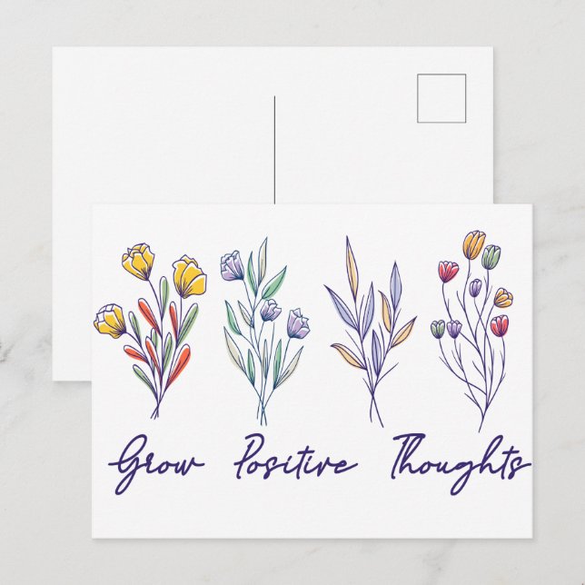 Grow Positive Thoughts Wildflower Floral Plant  Postcard (Front/Back)