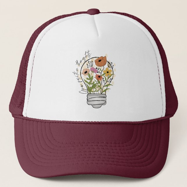 Grow positive thoughts Wildflowers Inspirational Trucker Hat (Front)