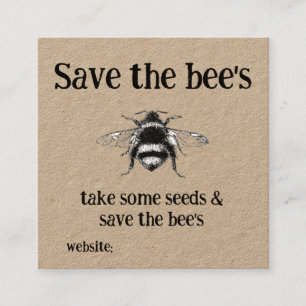 Grow Seeds or Bulbs Card Inset- Save the bee's 