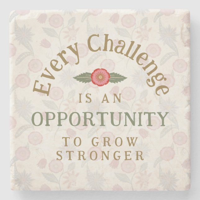 "Grow Stronger" Affirmation Stone Coaster (Front)