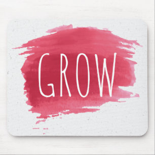 GROW Text On Red Paint Splash Mouse Mat