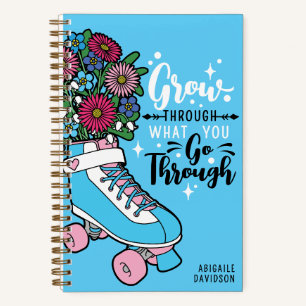 Grow Through Floral Skate Cartoon Name Transgender Notebook