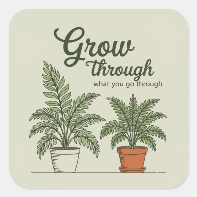 Grow through what you go through  square sticker (Front)